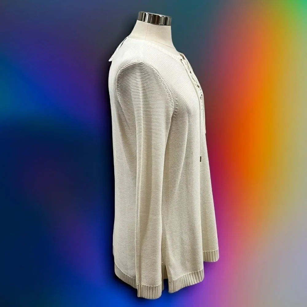 Charter Club Marled Lace-Up Tunic Sweater in the Size Large